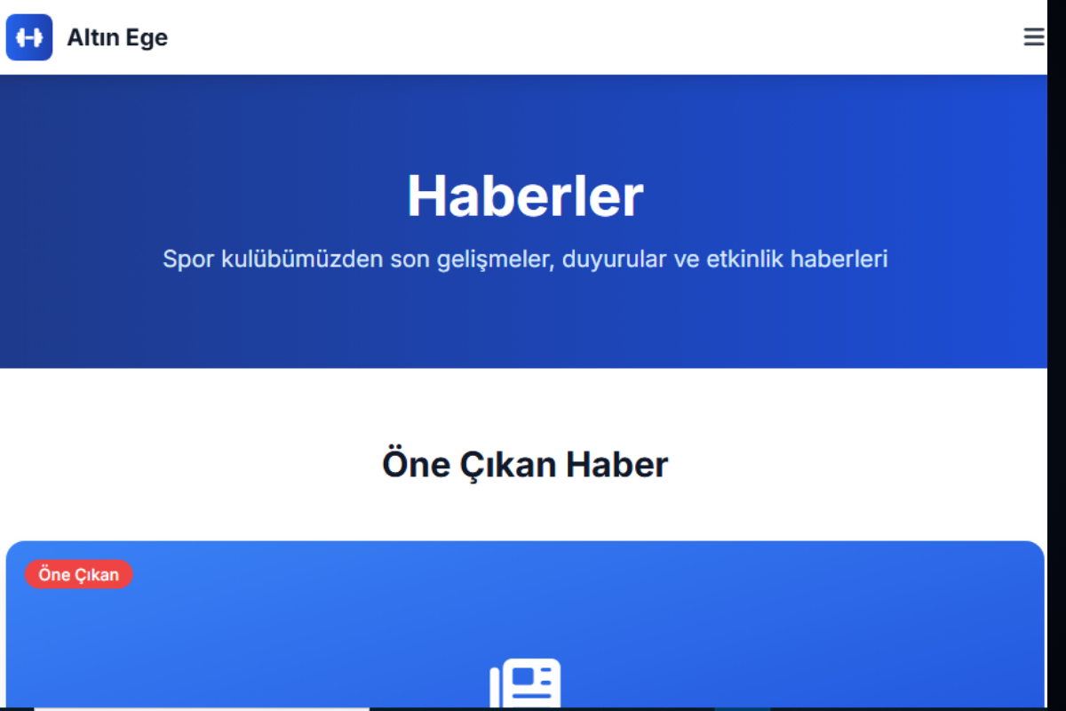 Altınege Spor Kulübü Web Sitesi ve Yönetim Paneli - Görsel 2