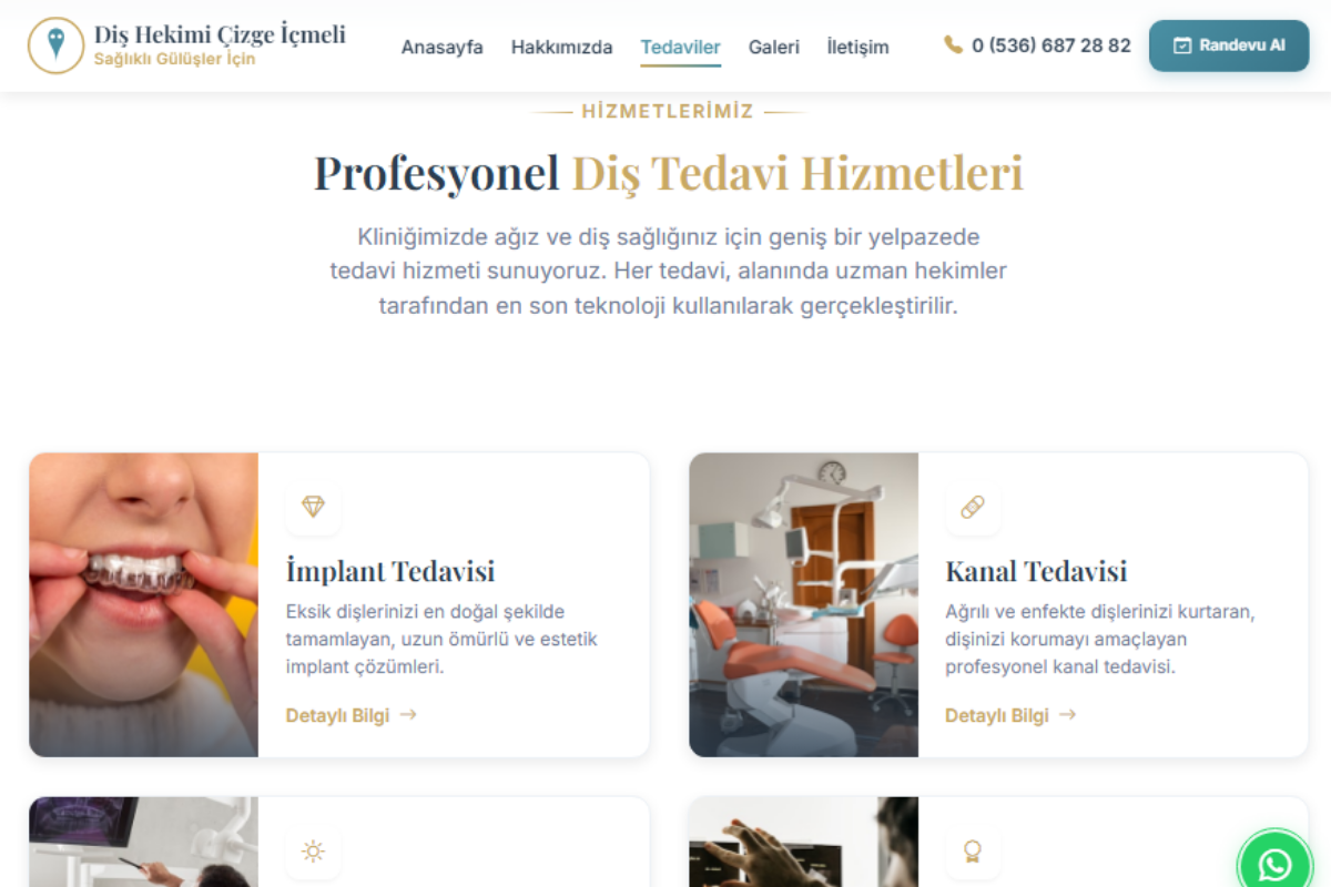 Çizge İçmeli Diş Kliniği – Kurumsal Klinik Web Sitesi - Görsel 3