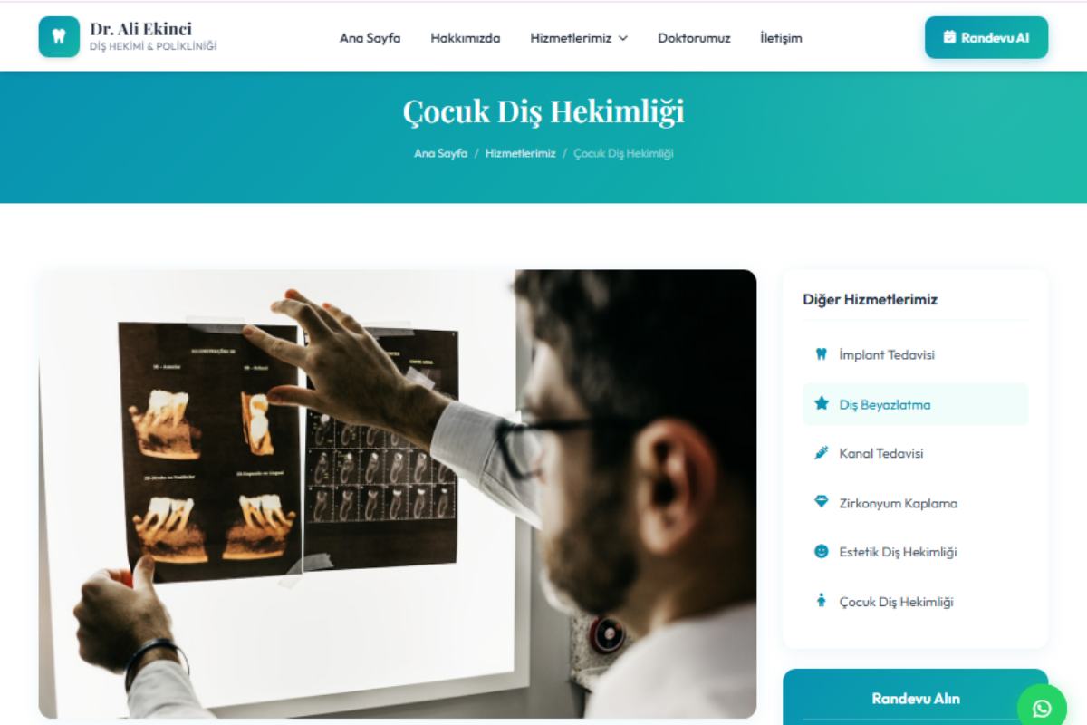 Dr. Ali Ekinci Diş Kliniği – Kurumsal Klinik Web Sitesi - Görsel 3
