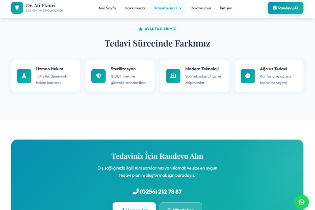 Dr. Ali Ekinci Diş Kliniği – Kurumsal Klinik Web Sitesi - Görsel 4