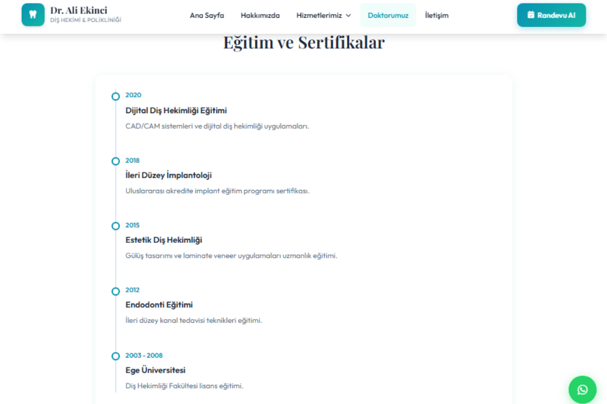 Dr. Ali Ekinci Diş Kliniği – Kurumsal Klinik Web Sitesi - Görsel 5
