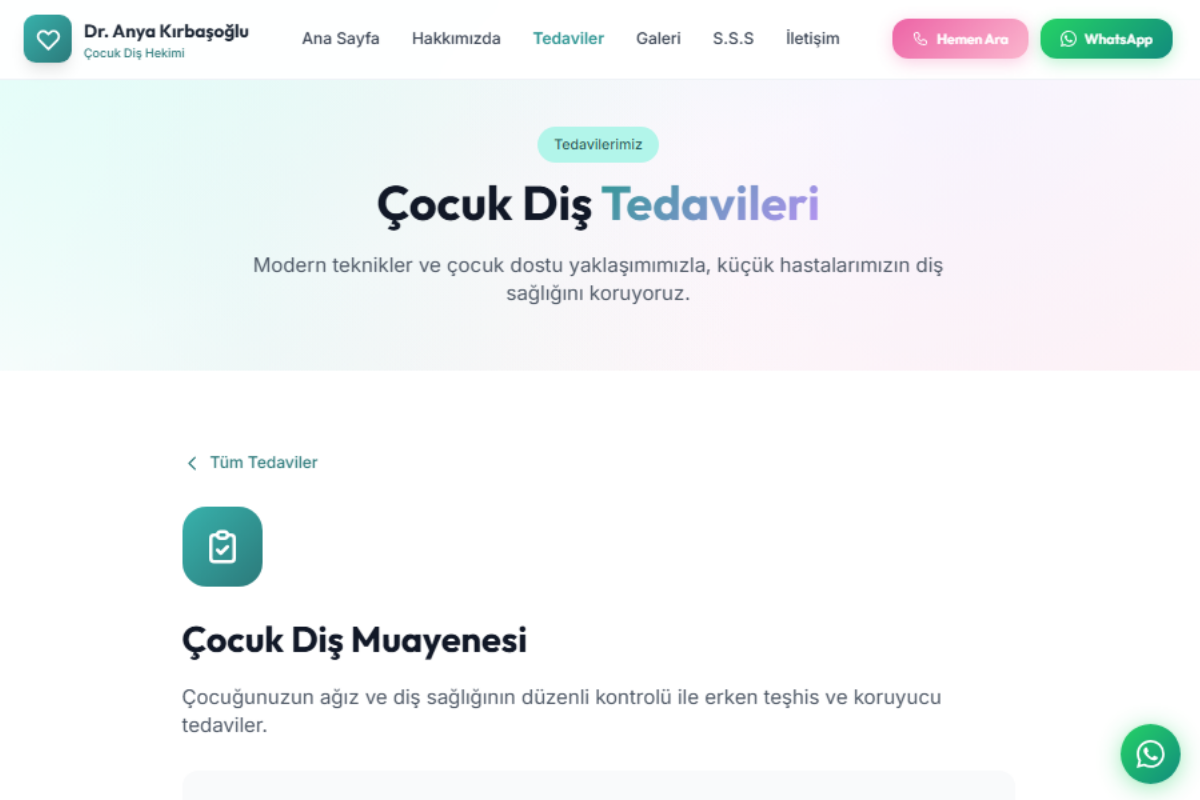 Dr. Anya Yağdıran Kırbaşoğlu – Çocuk Diş Kliniği Web Sitesi - Görsel 2