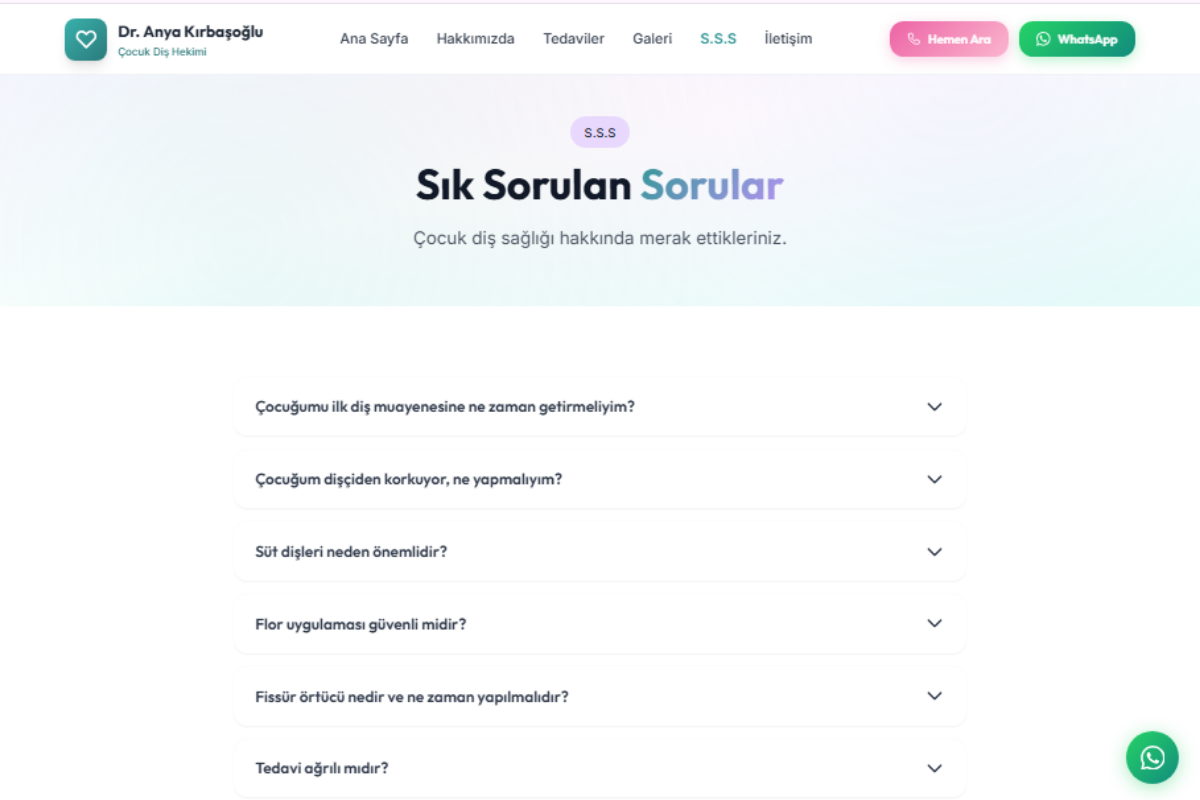 Dr. Anya Yağdıran Kırbaşoğlu – Çocuk Diş Kliniği Web Sitesi - Görsel 4
