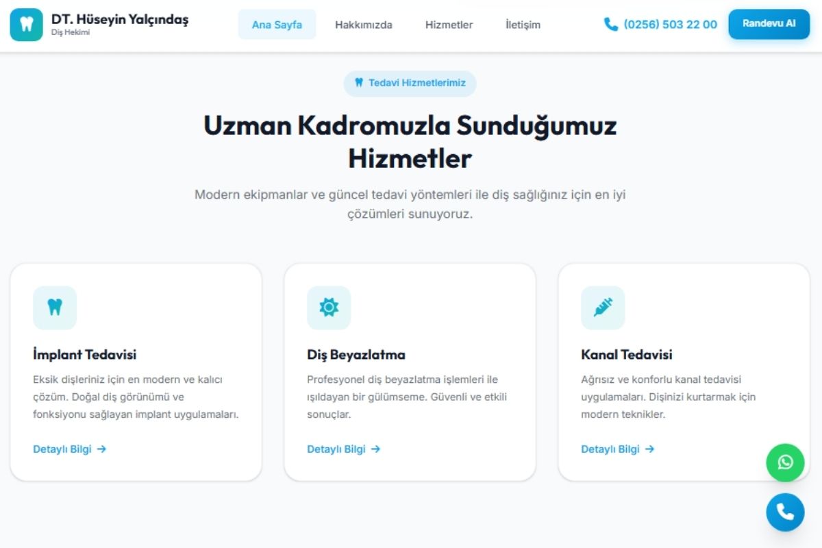 Dt. Hüseyin Yalçındaş – Kurumsal Diş Kliniği Web Sitesi - Görsel 2