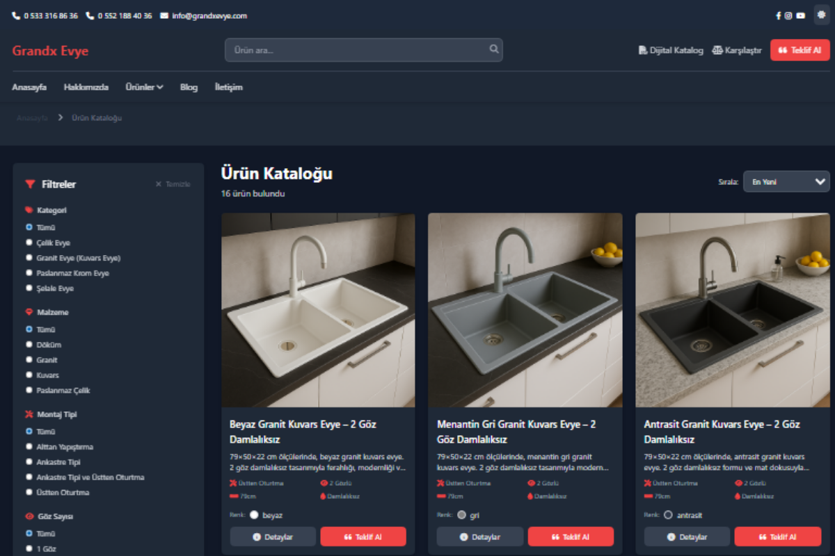 GrandX Evye – Ürün Kataloğu ve Varyasyonlu Tanıtım Sitesi - Görsel 3