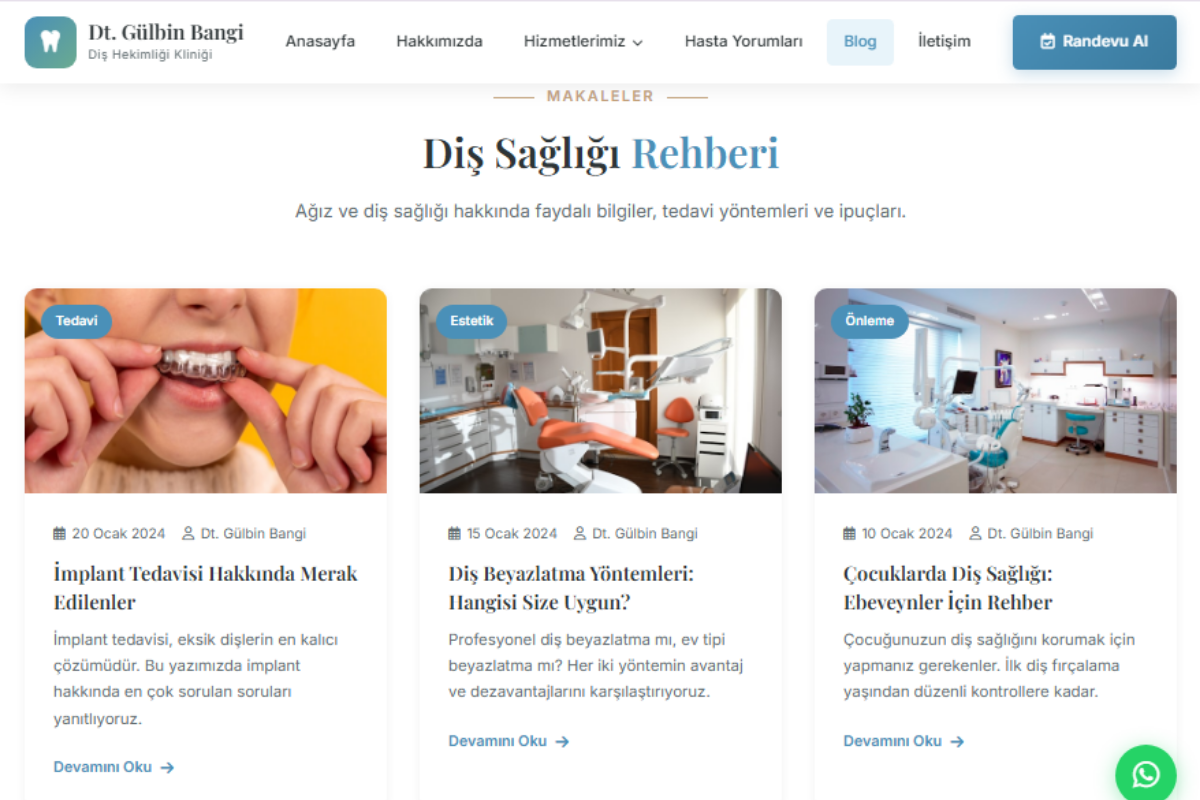 Gülbin Bangi Diş Kliniği – Kurumsal Klinik Web Sitesi - Görsel 4