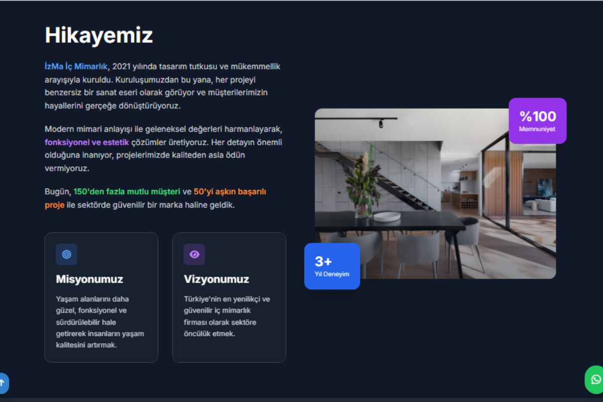 İç Mimarlık ve Çevre Tasarımı – Kurumsal Web Sitesi - Görsel 3