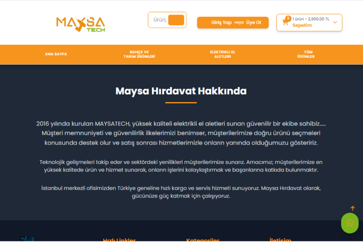 Maysa Hırdavat – Kurumsal E-Ticaret Platformu - Görsel 2