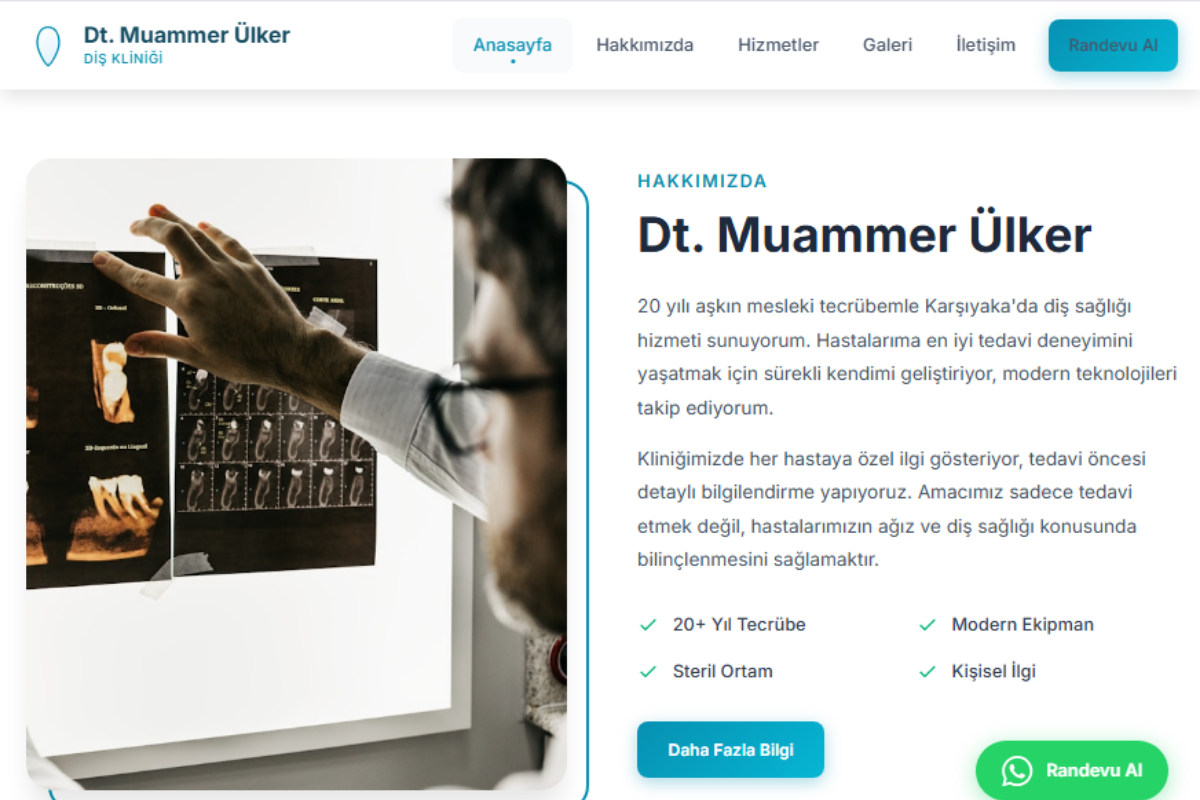 Muammer Ülker Diş Kliniği – Kurumsal Klinik Web Sitesi - Görsel 2