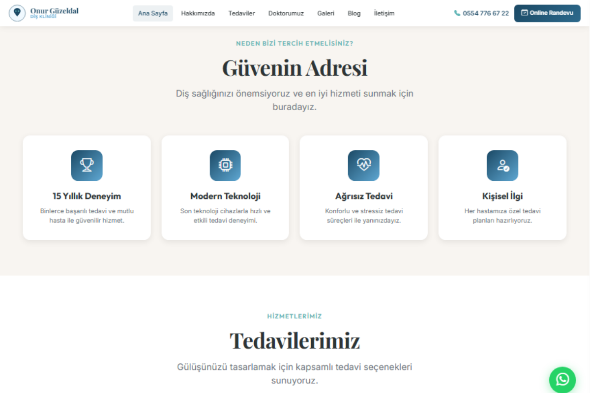 Onur Güzeldal Diş Kliniği – Kurumsal Klinik Web Sitesi - Görsel 2