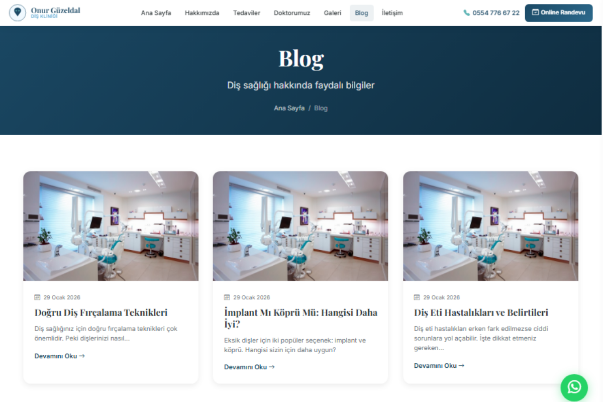 Onur Güzeldal Diş Kliniği – Kurumsal Klinik Web Sitesi - Görsel 5