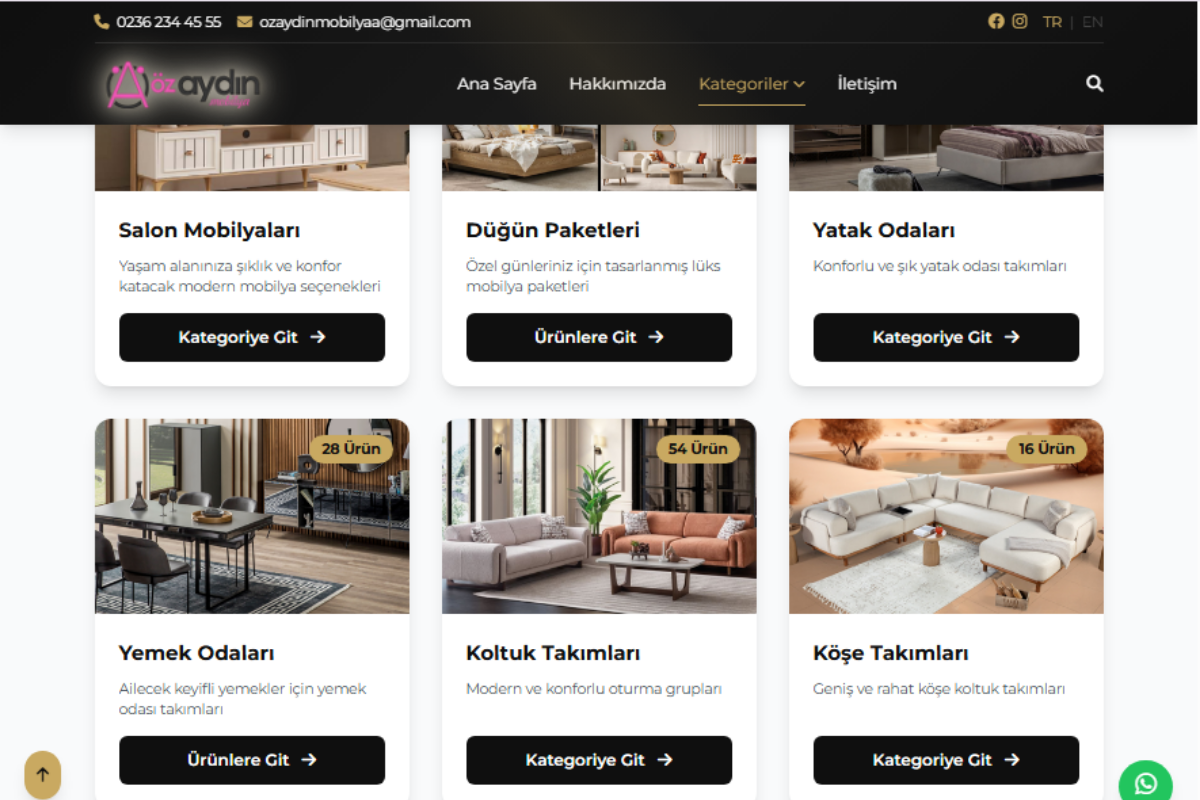 Özaydın Mobilya – Kurumsal Web Sitesi - Görsel 2