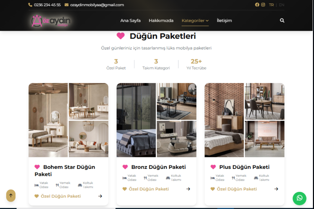Özaydın Mobilya – Kurumsal Web Sitesi - Görsel 3