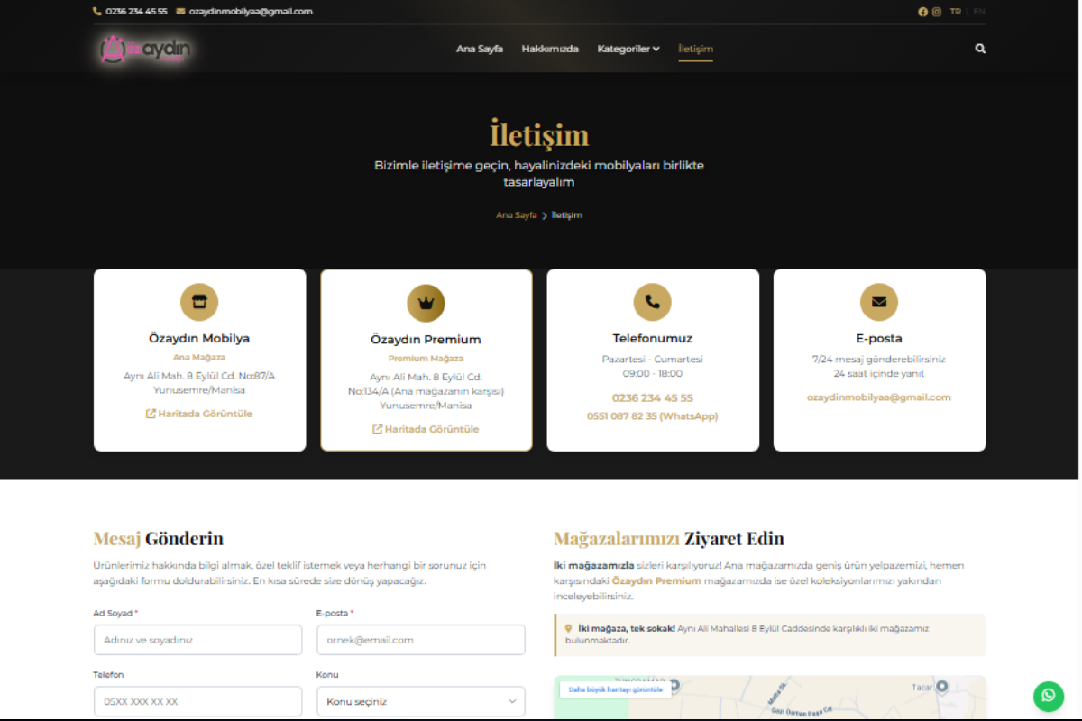 Özaydın Mobilya – Kurumsal Web Sitesi - Görsel 4