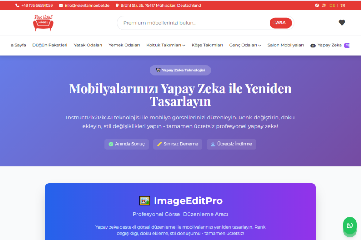 Reis Vital Möbel – Almanya Pazarına Özel Çok Dilli Mobilya Web Sitesi - Görsel 3