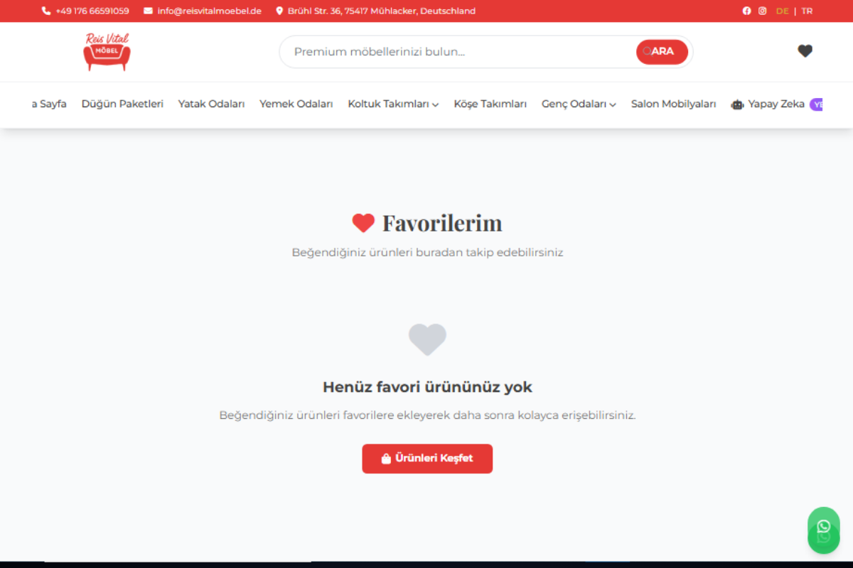 Reis Vital Möbel – Almanya Pazarına Özel Çok Dilli Mobilya Web Sitesi - Görsel 4