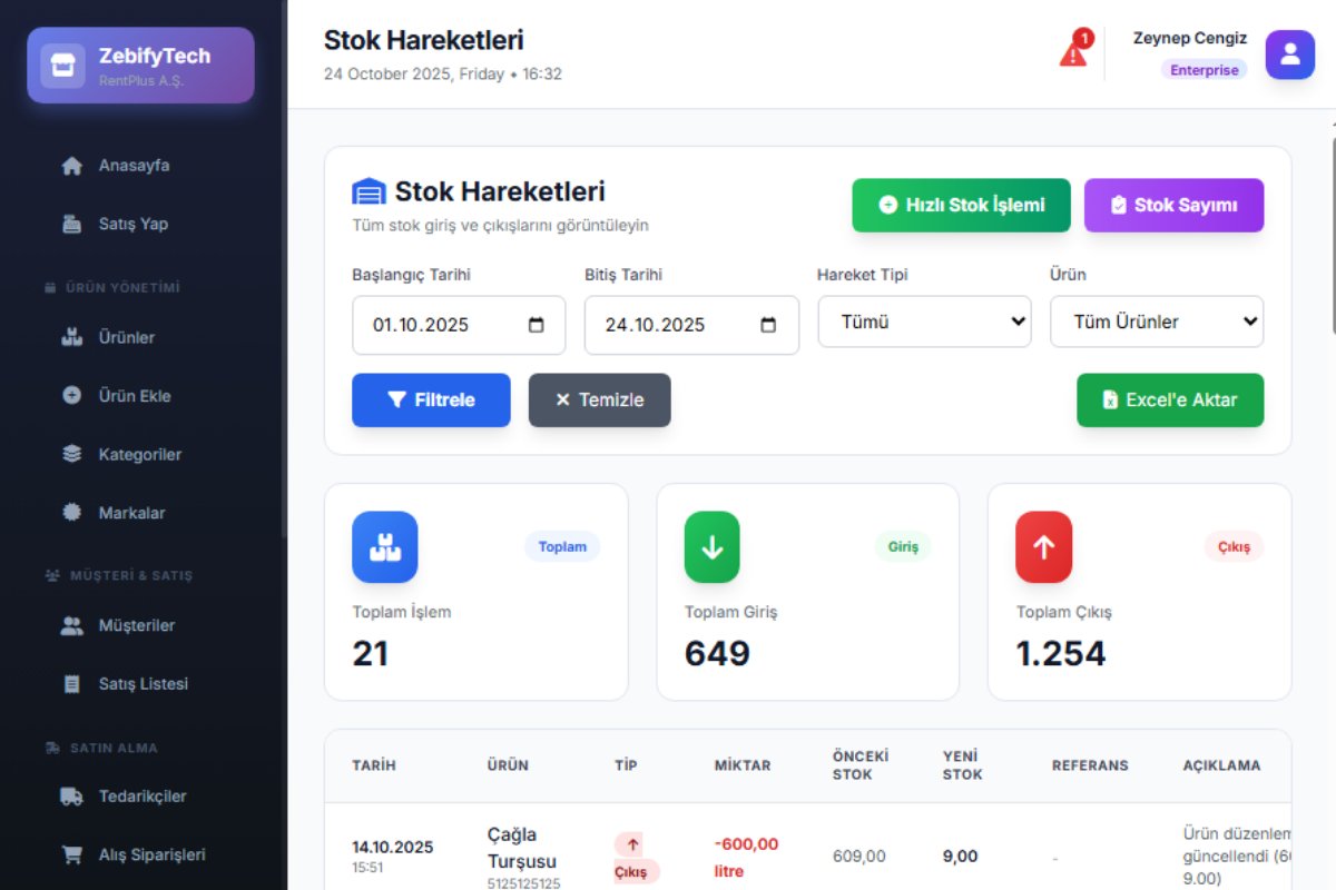 ZebifyTech POS – Satış ve Stok Takip Sistemi - Görsel 6